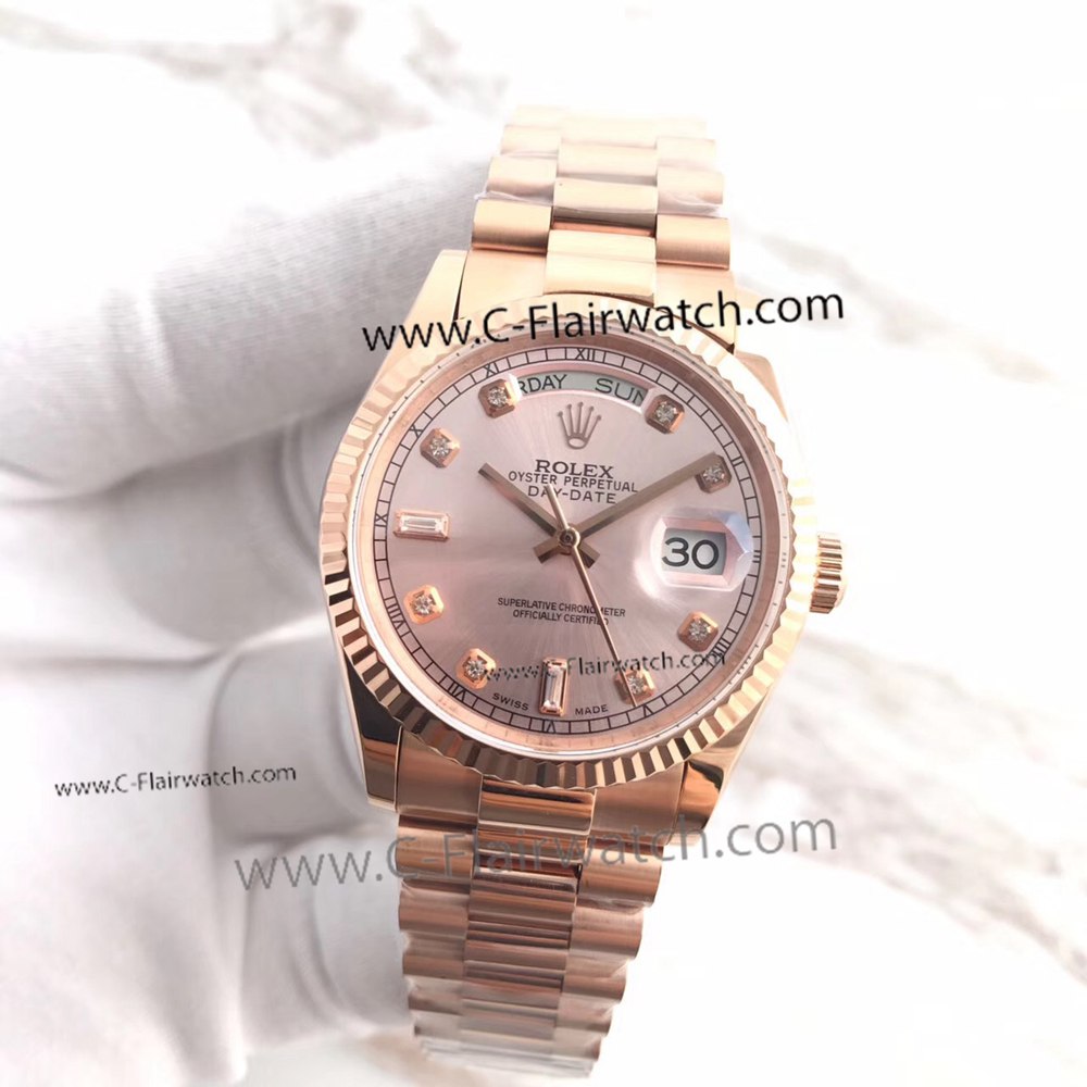 Rose Gold Pink Dial Rolex Day Date President Replica Watch